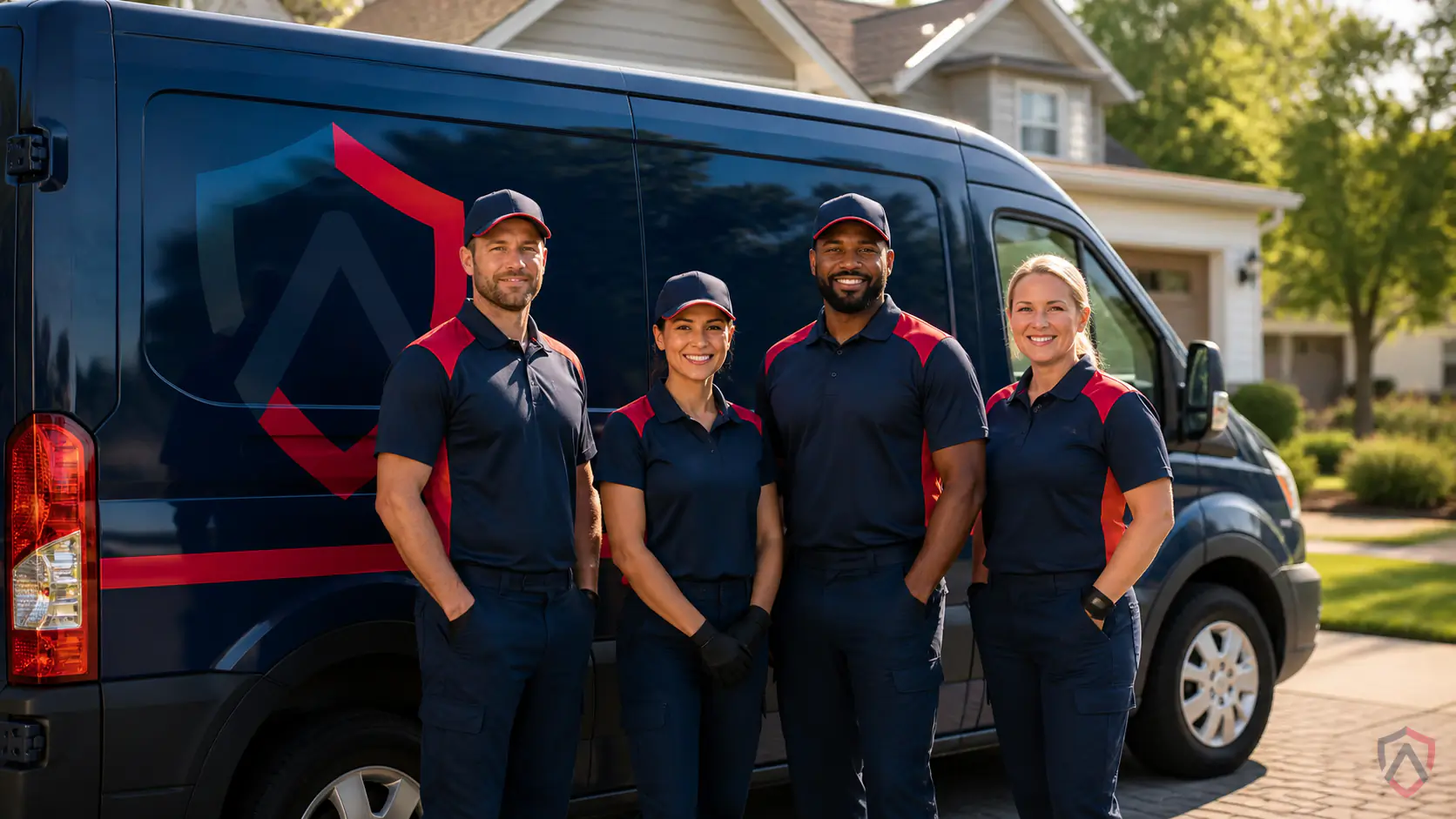 Ankora Pest Control in the Twin Cities, the Ankora Pest Control team standing together in front of their branded service van protected by Ankora Pest Control