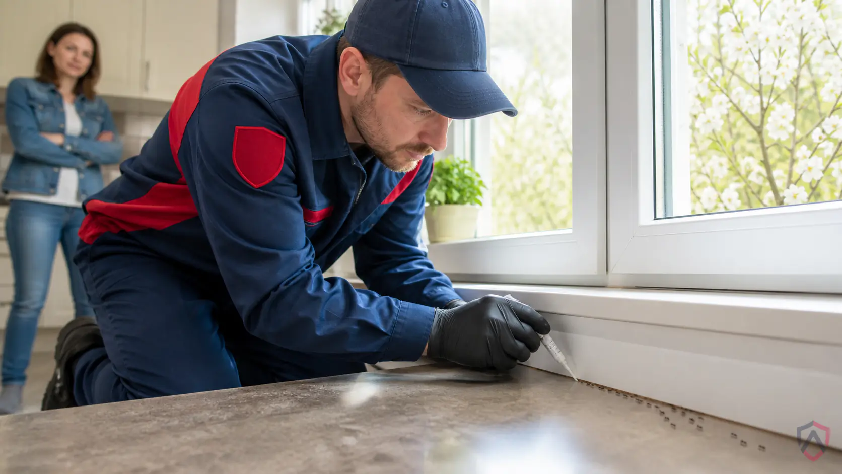Ankora Pest Control technician performing ants in kitchen service in the Twin Cities