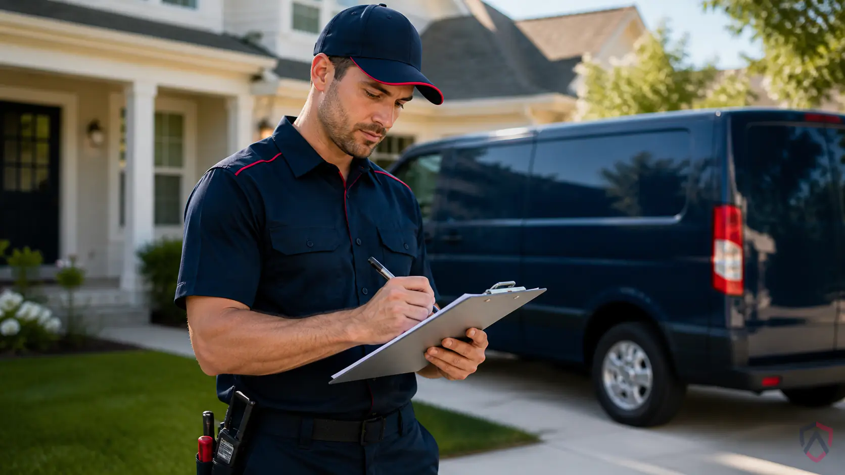 Pest Control Blog in the Twin Cities, technician writing notes after a service call protected by Ankora Pest Control