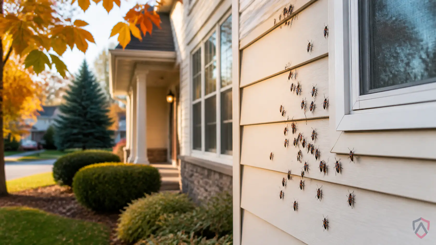 Box Elder Bugs in the Twin Cities, Minnesota family home exterior in changing seasons protected by Ankora Pest Control