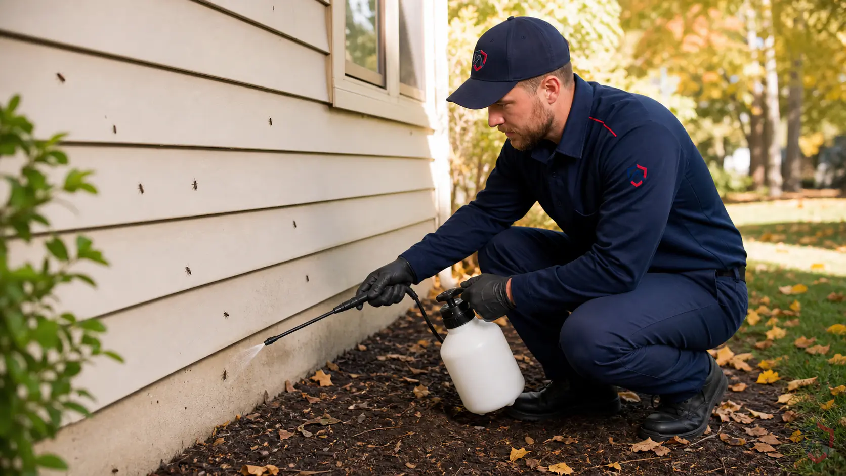 Ankora Pest Control technician performing boxelder bug prevention service in the Twin Cities