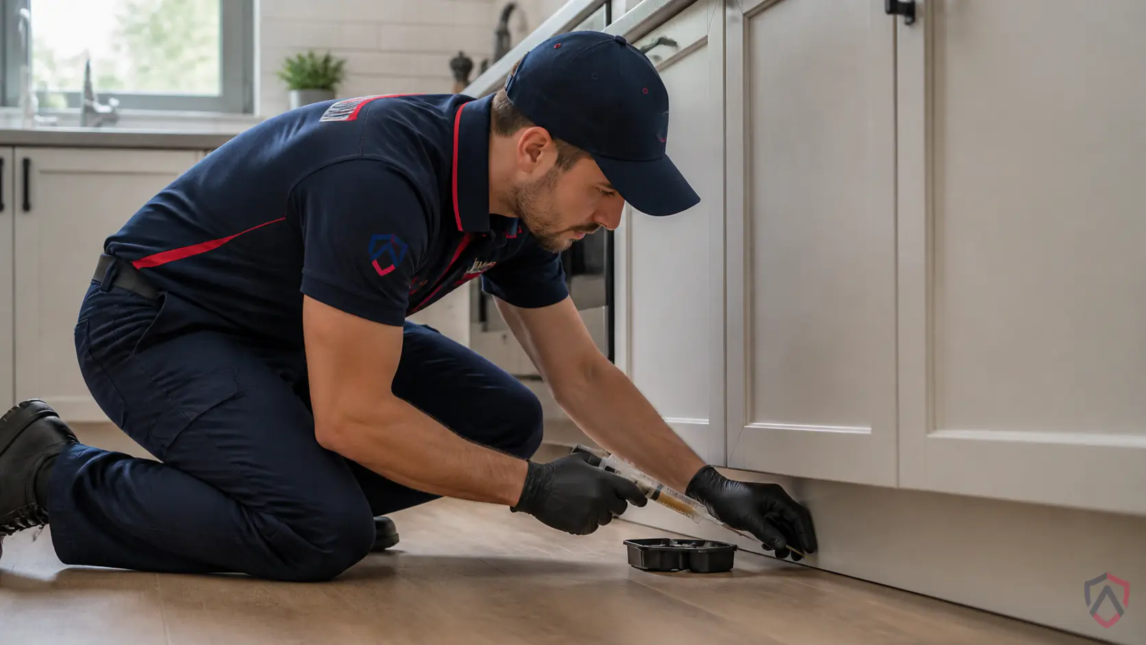 Ankora Pest Control technician performing cockroach control service in the Twin Cities