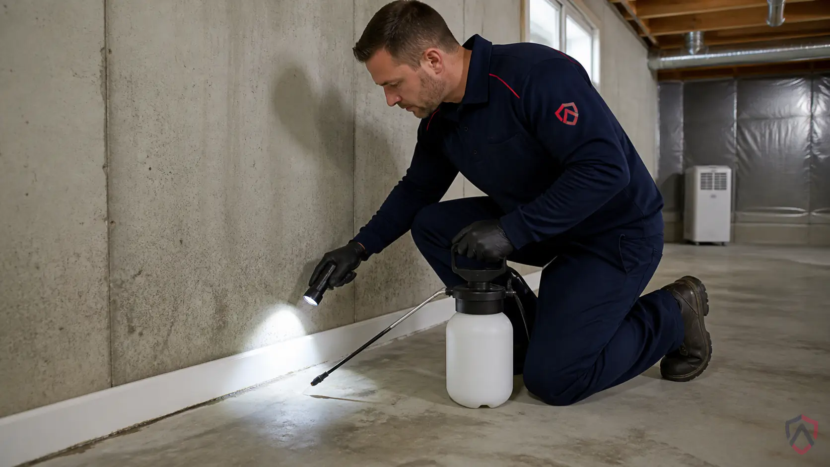 Ankora Pest Control technician performing crickets in basement service in the Twin Cities