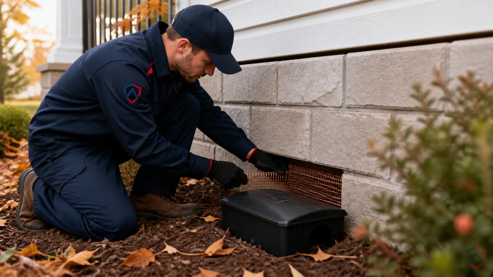 Ankora Pest Control technician performing fall pest proofing service in the Twin Cities