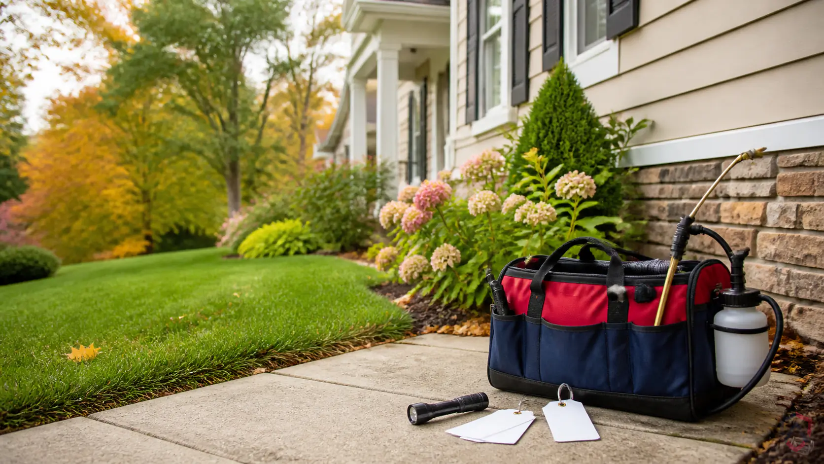Often Pest Control in the Twin Cities, Minnesota family home exterior in changing seasons protected by Ankora Pest Control