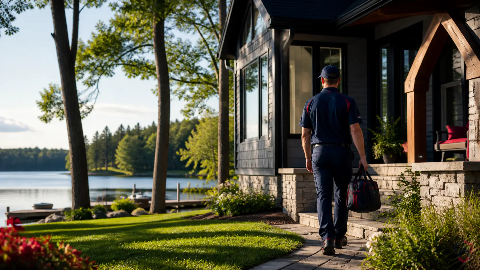 Lake Home Pest in the Twin Cities, beautiful lakeside Minnesota home surrounded by woods and shoreline protected by Ankora Pest Control