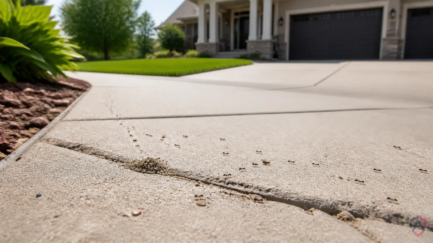 Pavement Ants Driveway in the Twin Cities, kitchen counter and baseboard where small ants are trailing toward a crumb protected by Ankora Pest Control