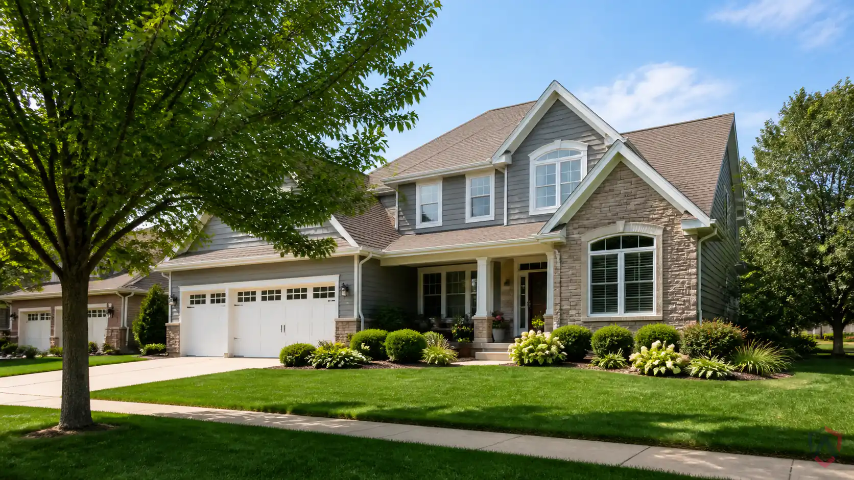 Pest Control Apple in the Twin Cities, suburban two-story on a manicured lot protected by Ankora Pest Control