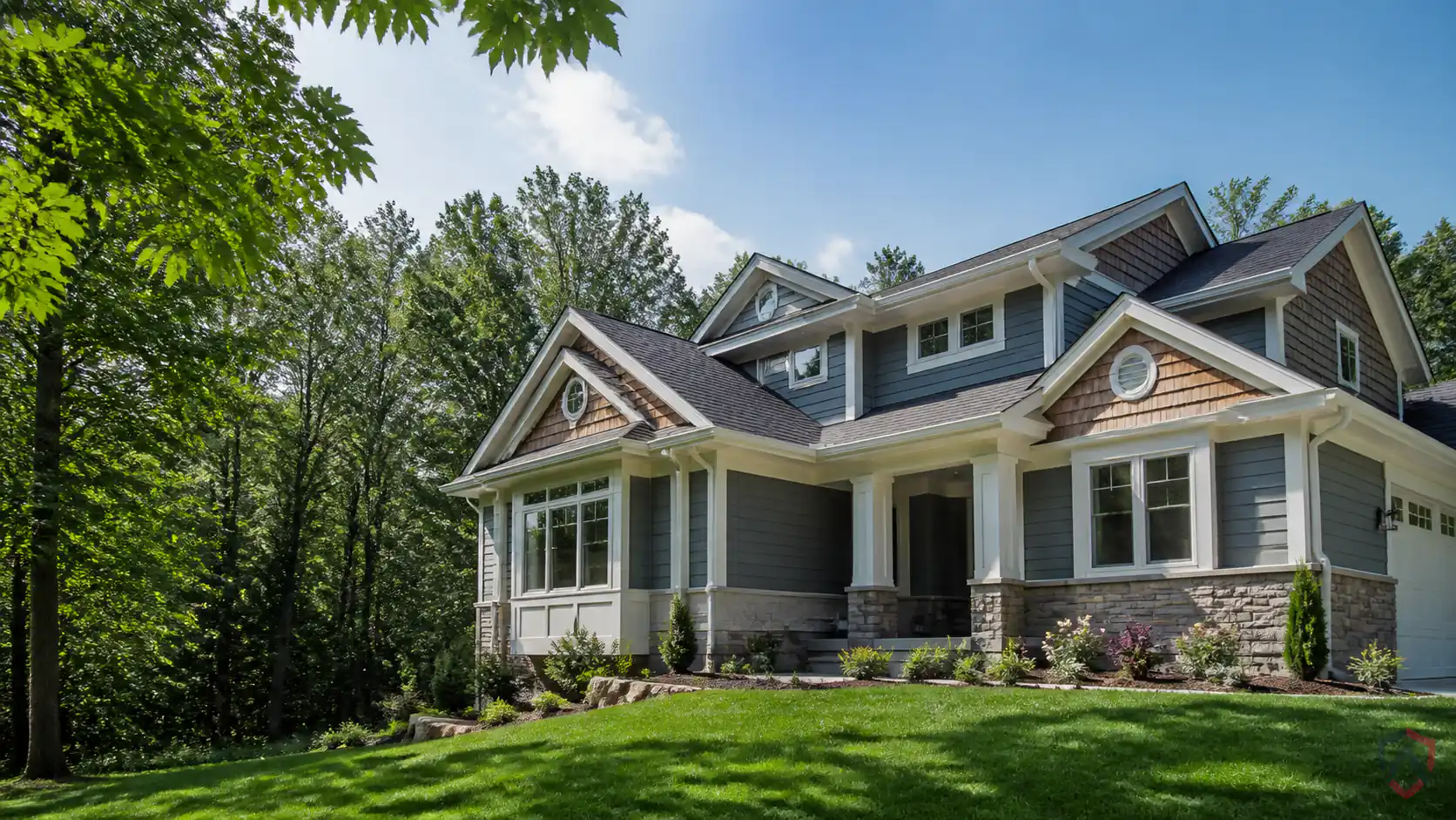 Pest Control Blaine in the Twin Cities, suburban home on a wooded lot protected by Ankora Pest Control