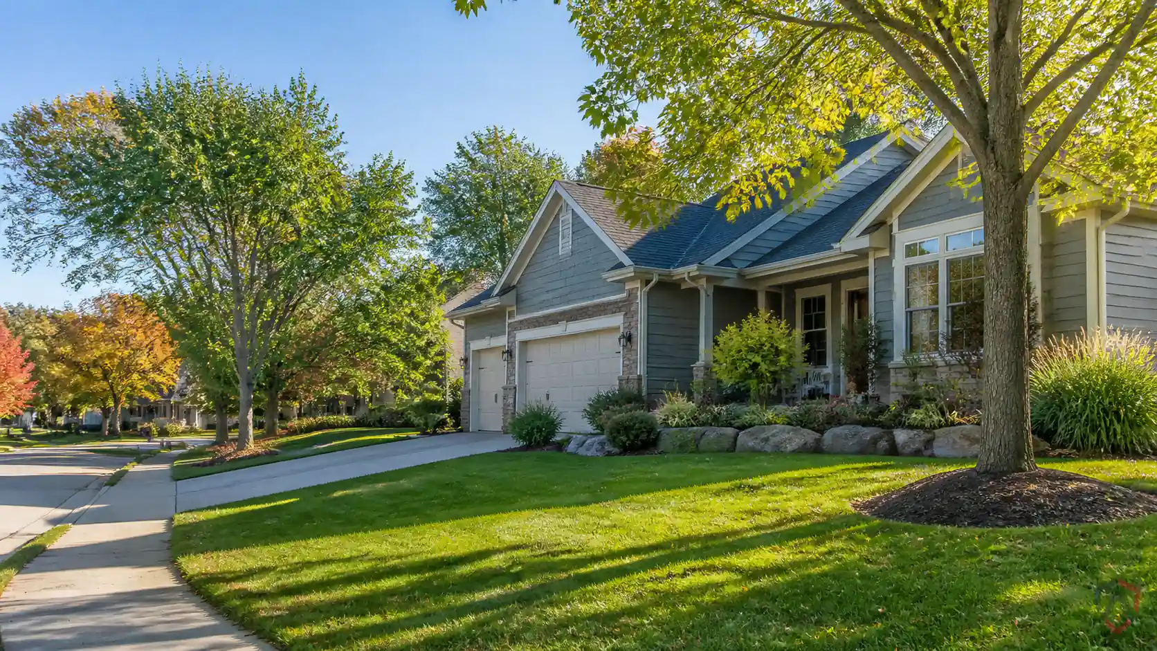 Pest Control Burnsville in the Twin Cities, family home on a gently sloped suburban street protected by Ankora Pest Control