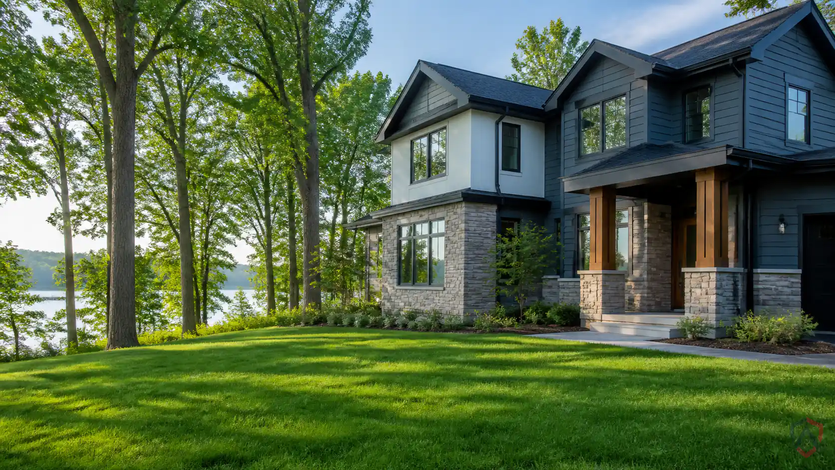 Pest Control Eden in the Twin Cities, modern two-story home beside a wooded protected by Ankora Pest Control
