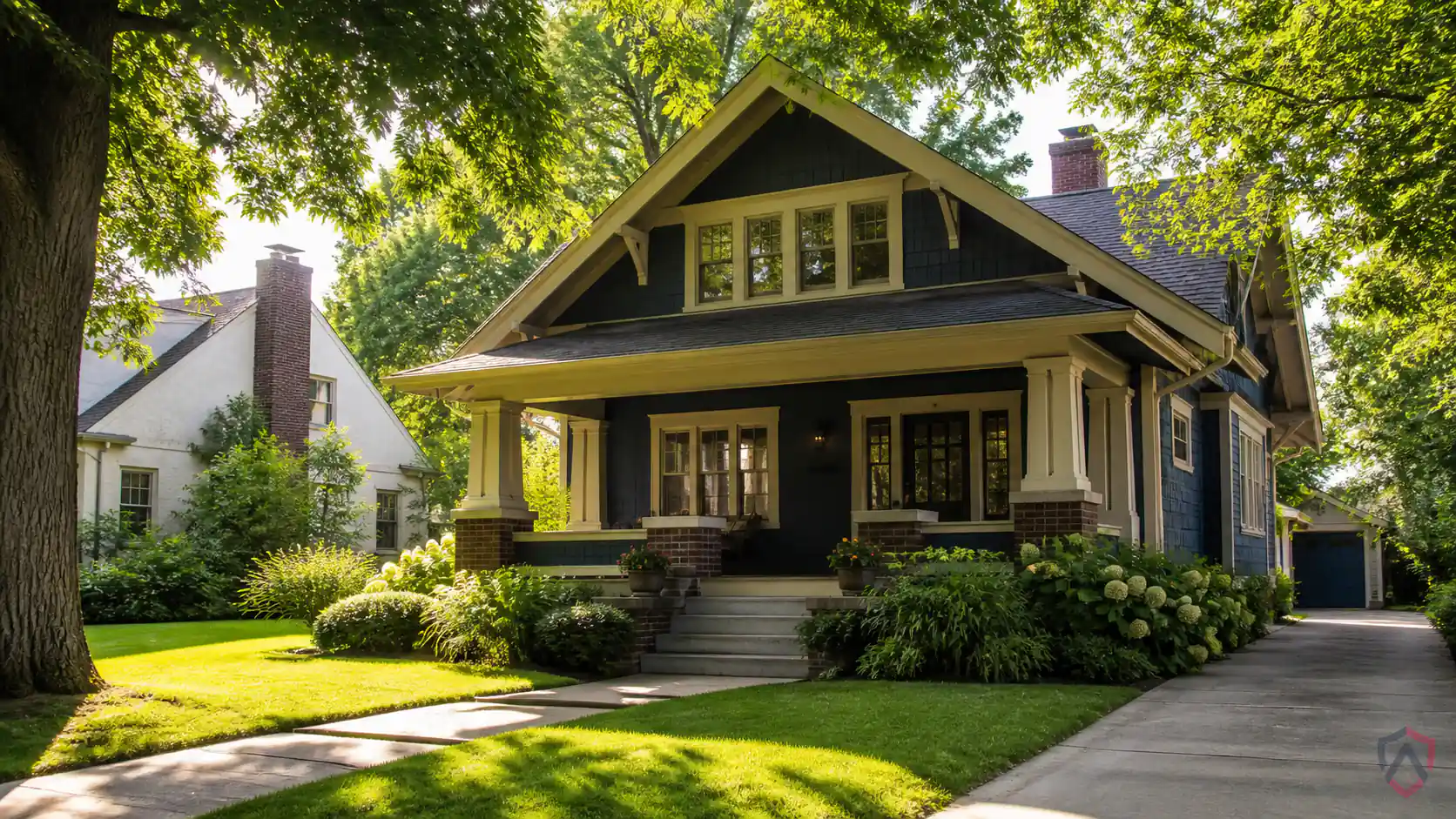 Pest Control Minneapolis in the Twin Cities, classic 1920s craftsman bungalow on a tree-lined city street protected by Ankora Pest Control