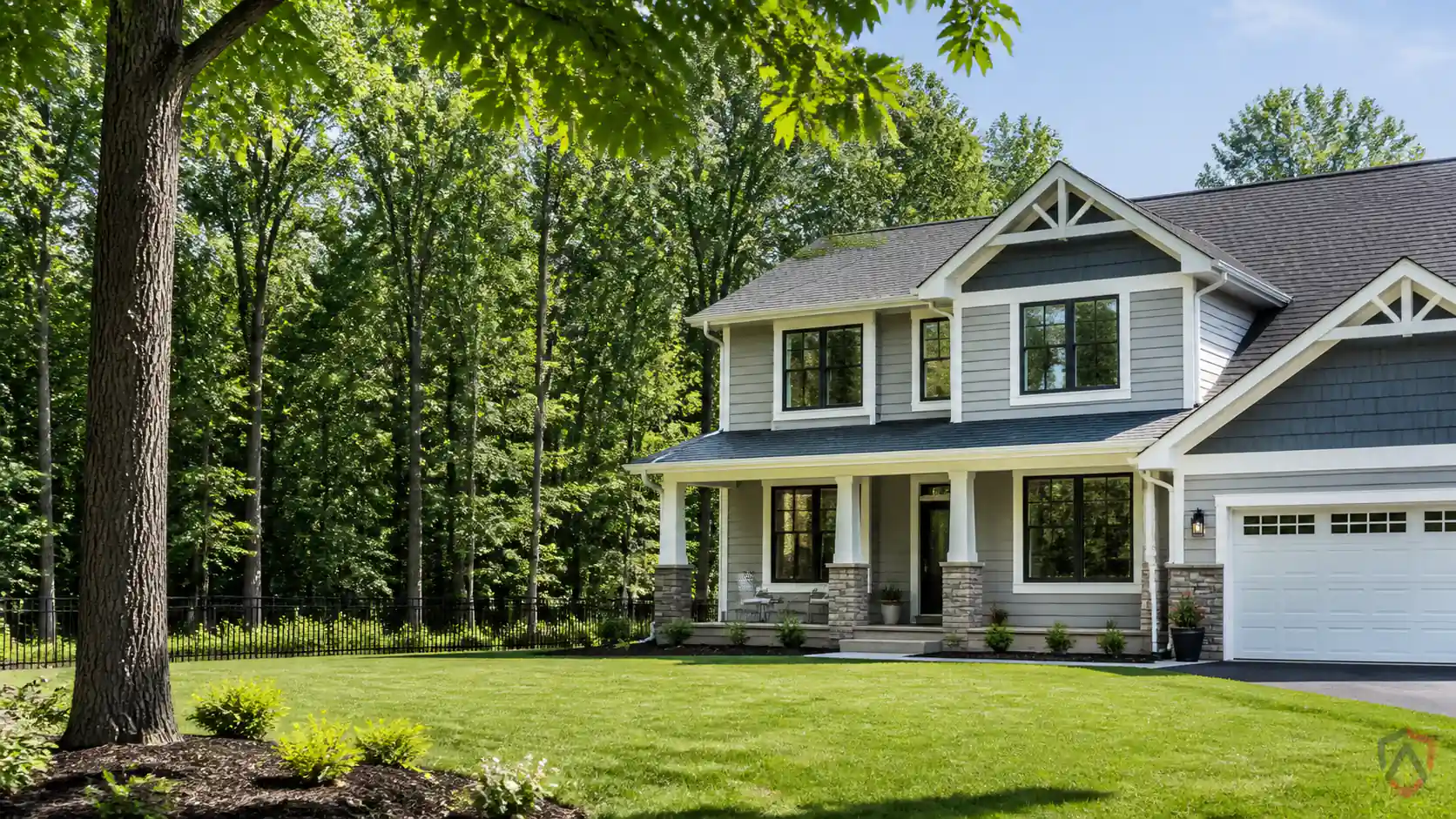 Pest Control Plymouth in the Twin Cities, newer two-story home backing onto woods protected by Ankora Pest Control