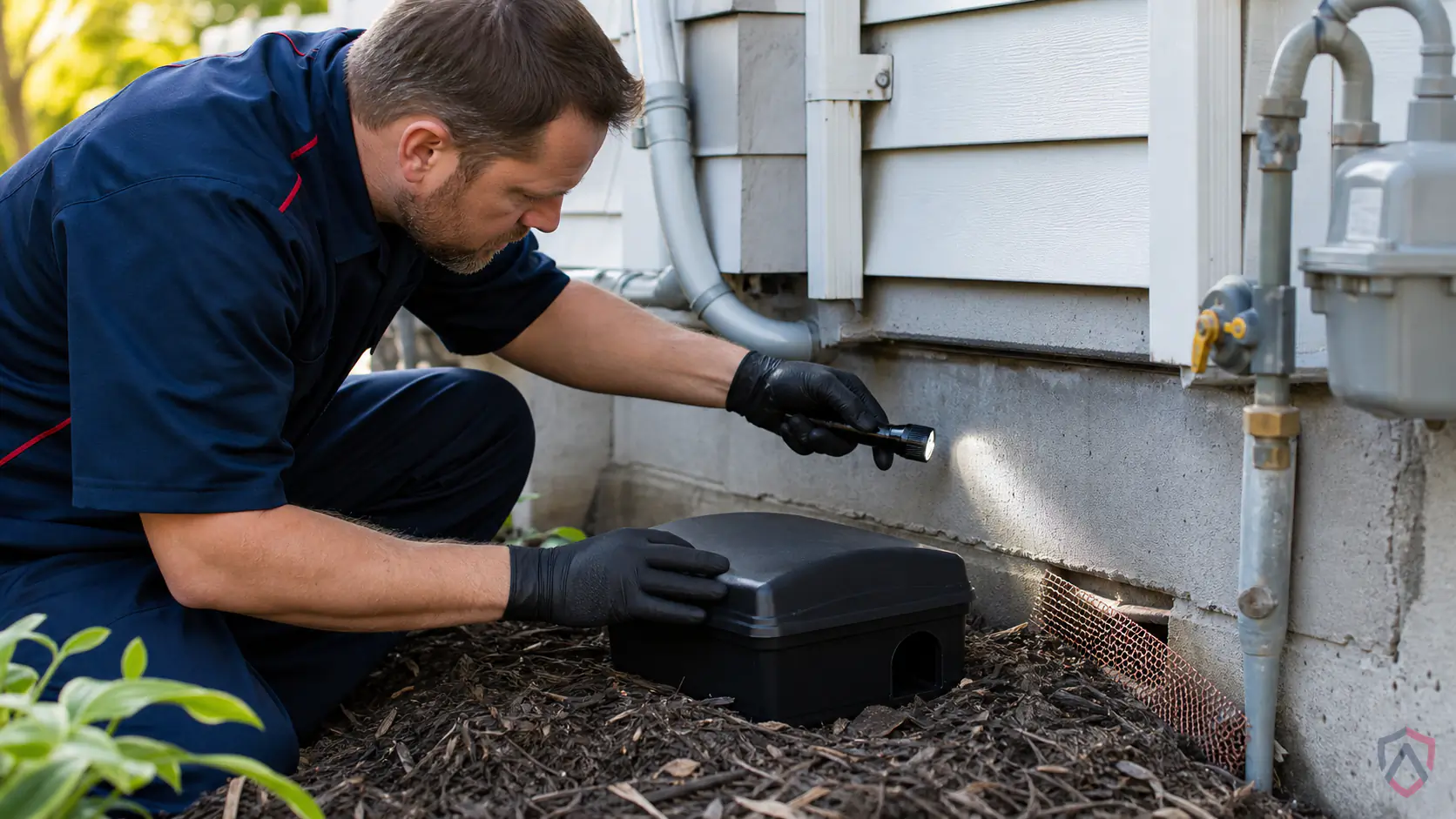 Ankora Pest Control technician performing rodent control service in the Twin Cities