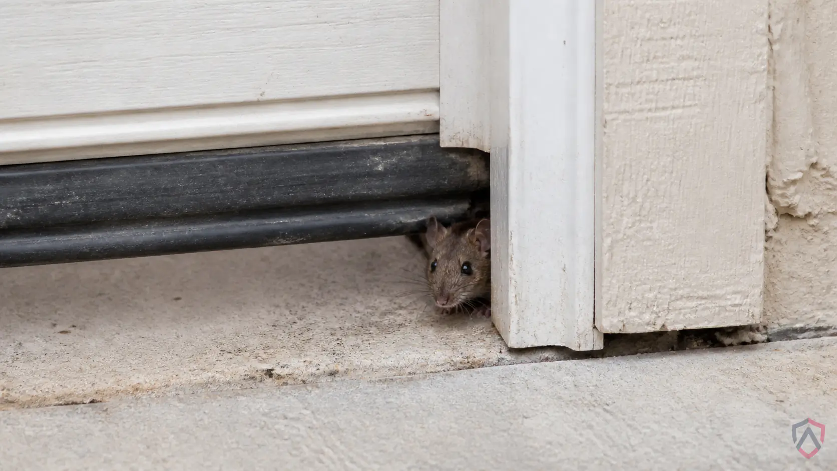 Rodent Control close-up, a house mouse at an entry gap in a Twin Cities home