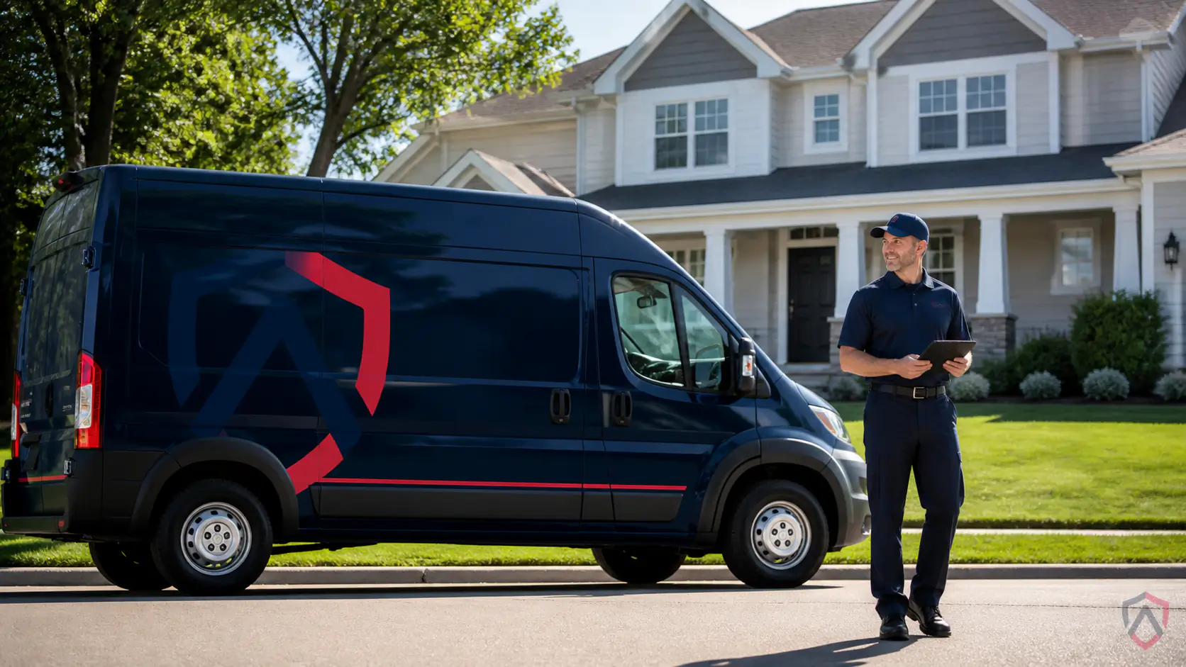 Pest Control Services in the Twin Cities, friendly Ankora technician van parked in front of a suburban Minnesota home protected by Ankora Pest Control