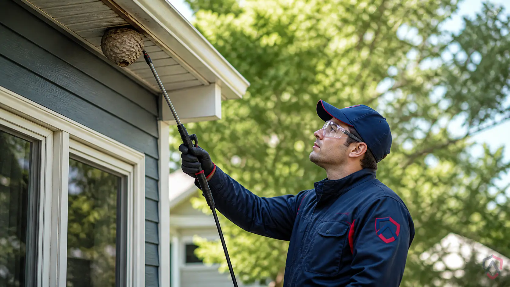 Ankora Pest Control technician performing wasp hornet removal service in the Twin Cities