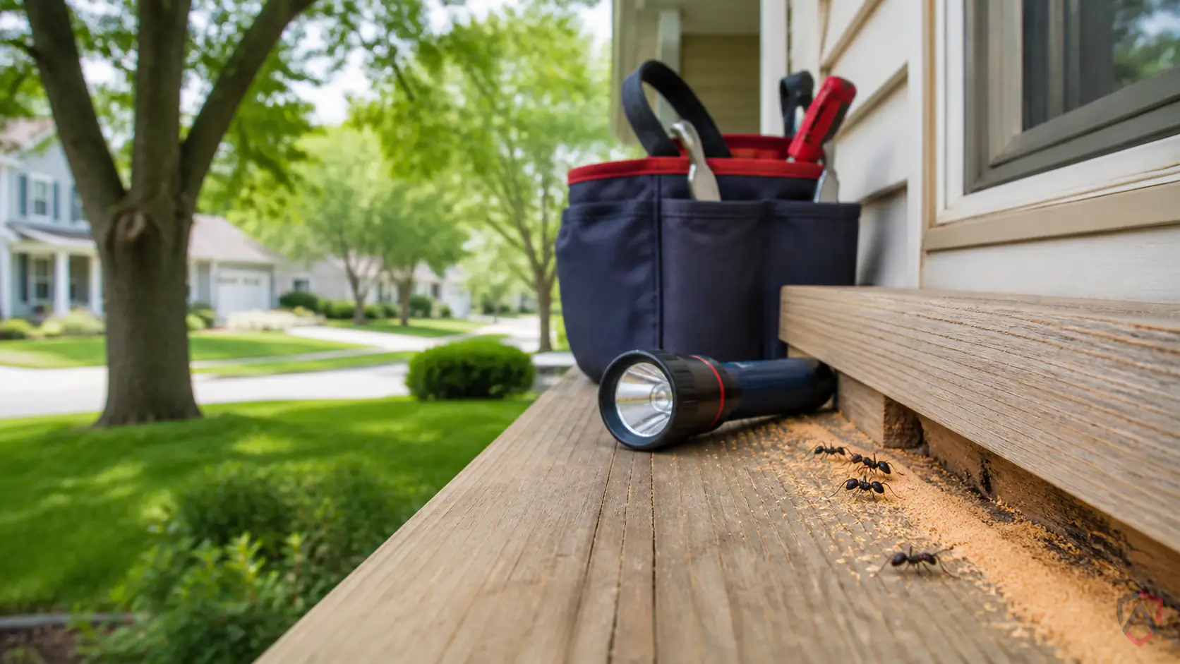 Worry About Carpenter in the Twin Cities, kitchen counter and baseboard where small ants are trailing toward a crumb protected by Ankora Pest Control