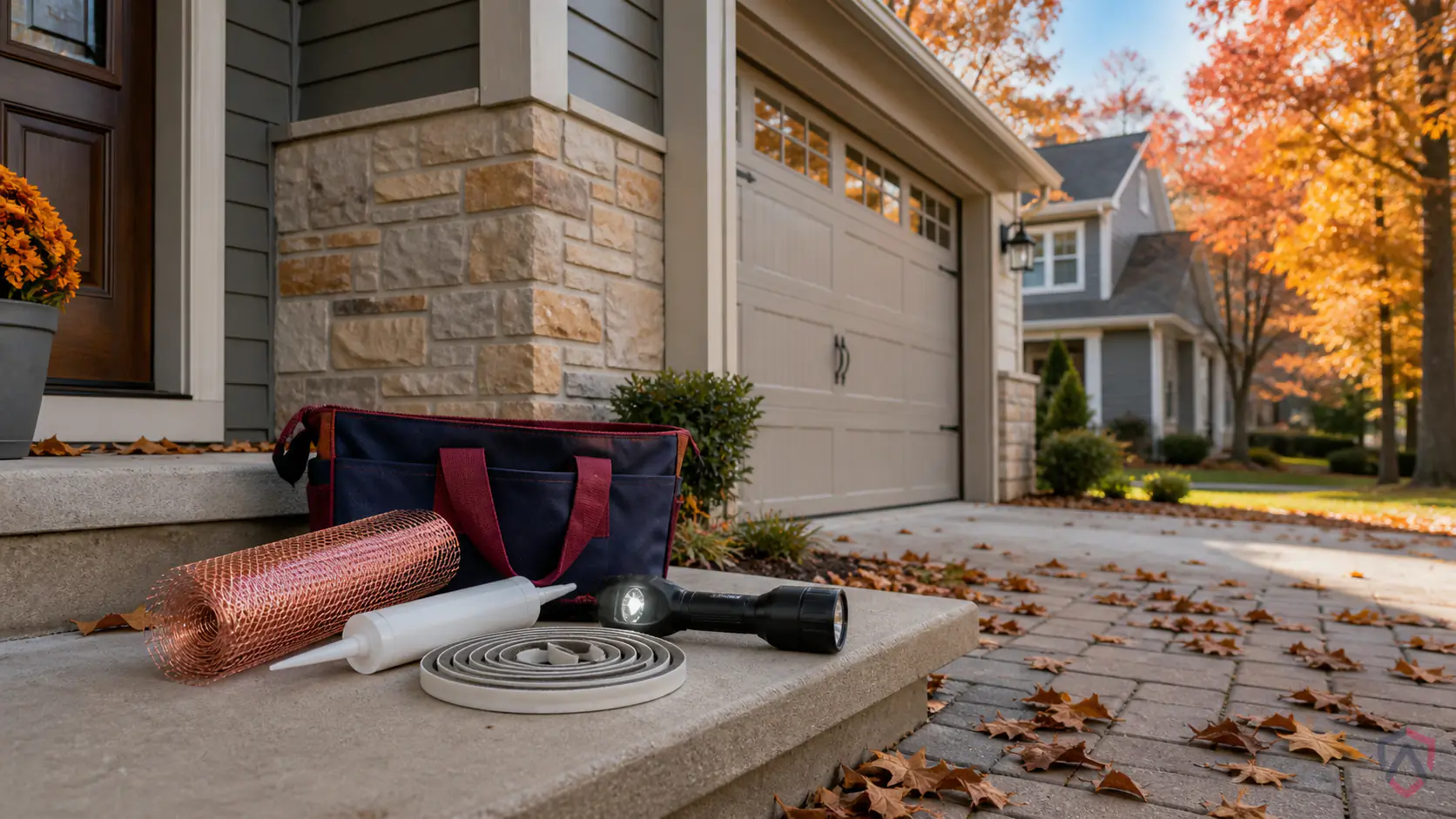 Winterizing Home Against in the Twin Cities, Minnesota family home exterior in changing seasons protected by Ankora Pest Control
