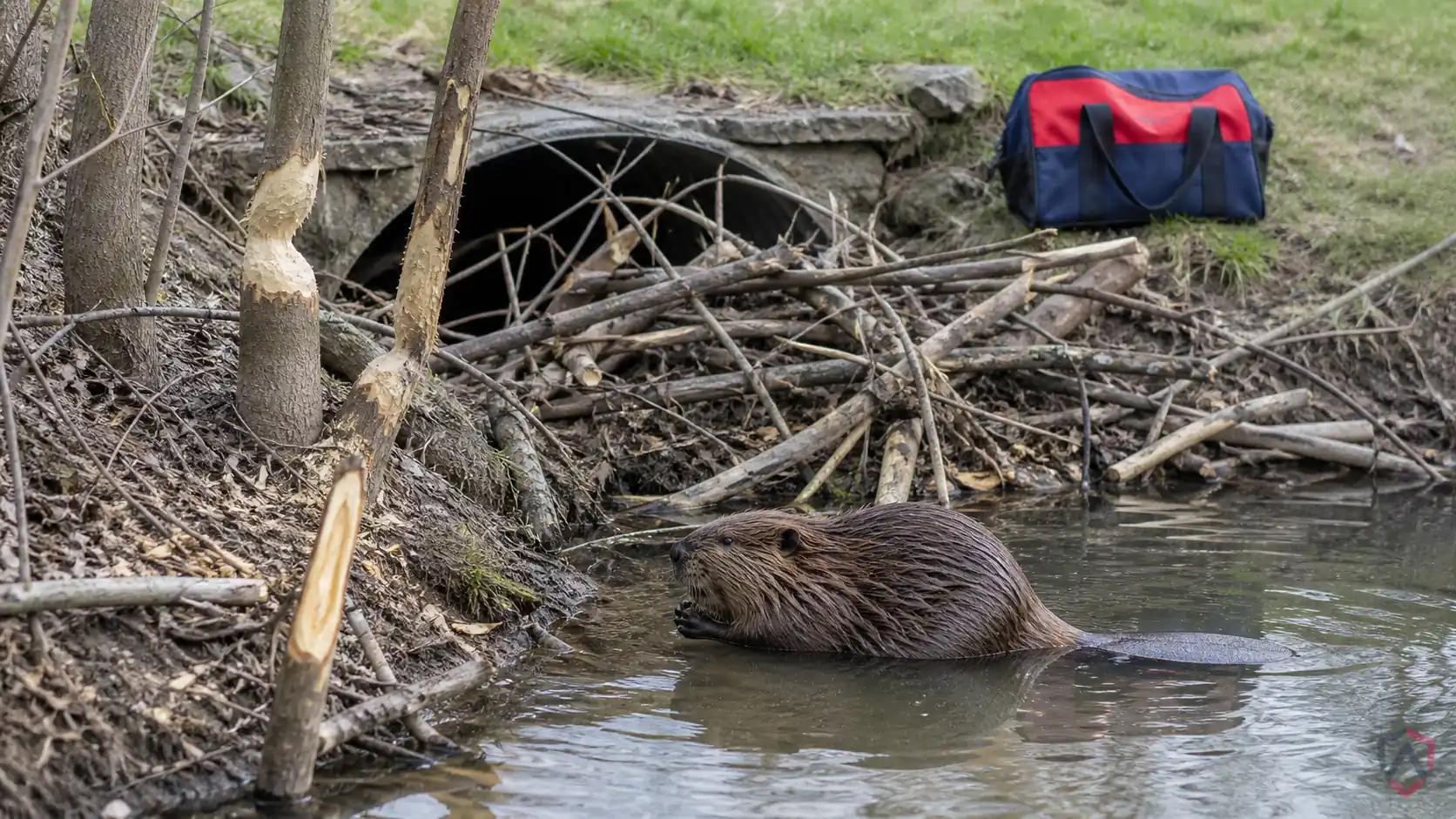 American Beavers activity in pond edges, creek banks, shorelines, culverts, tree trunks, drainage areas, and flooded low spots in Minnesota
