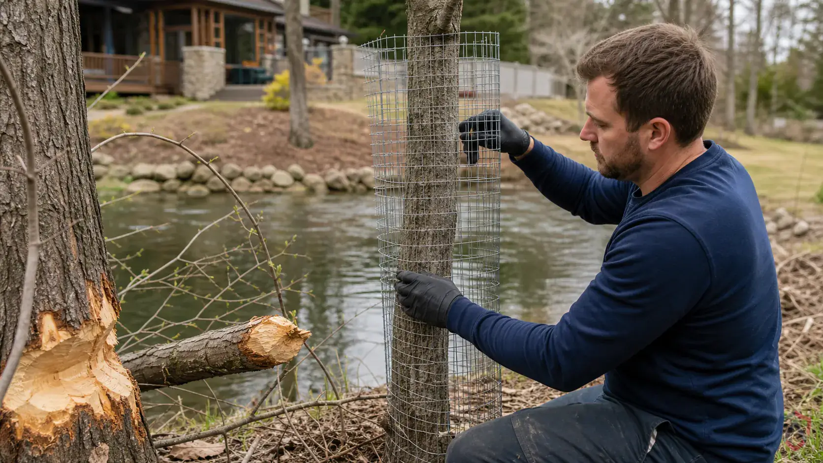 Inspection of tree gnawing, slides, dams, lodges, bank burrows, culverts, and water-control structures during a suspected American Beavers issue