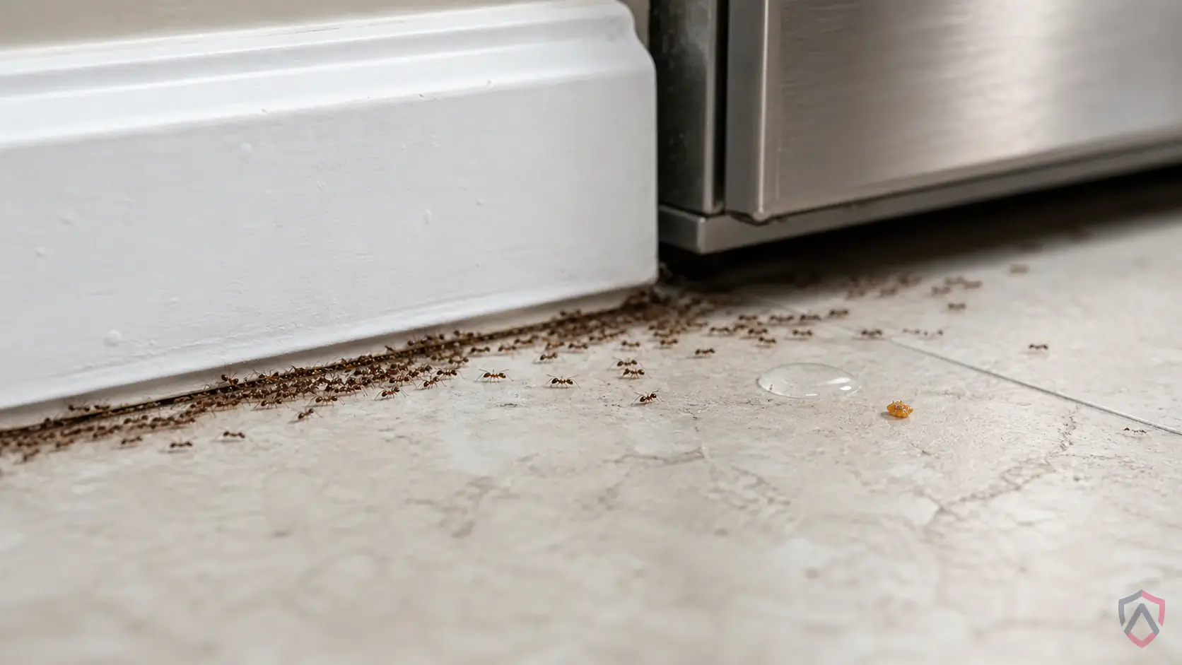 Argentine Ants activity in kitchens, foundation edges, patios, wall lines, windows, and damp trim in Minnesota