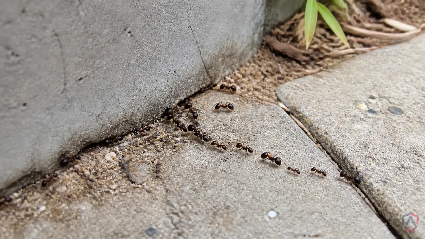 Bigheaded Ants activity in kitchens, foundation edges, patios, wall lines, windows, and damp trim in Minnesota