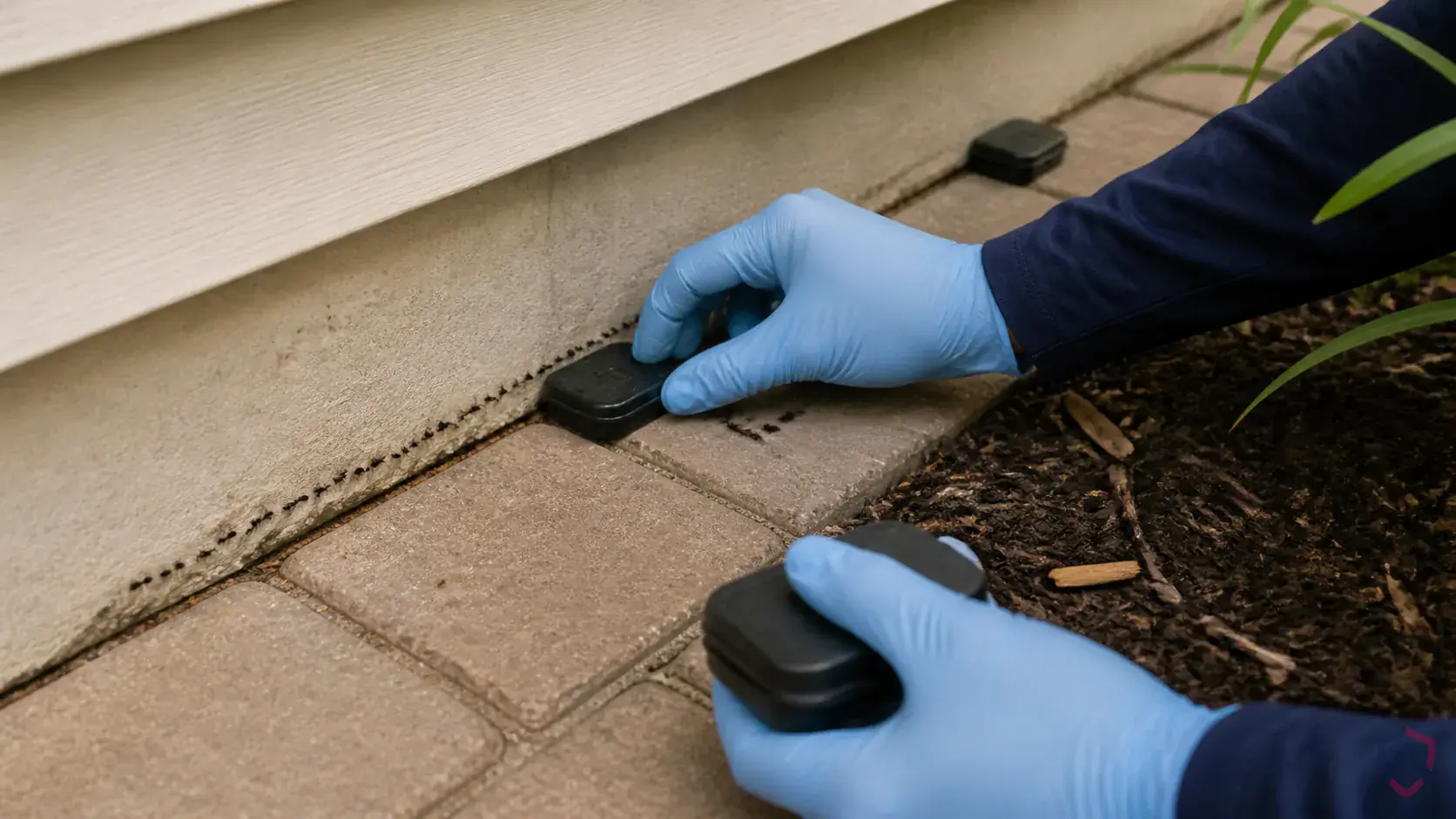 Inspection of trails, entry points, moisture lines, and exterior nesting areas during a suspected Bigheaded Ants issue