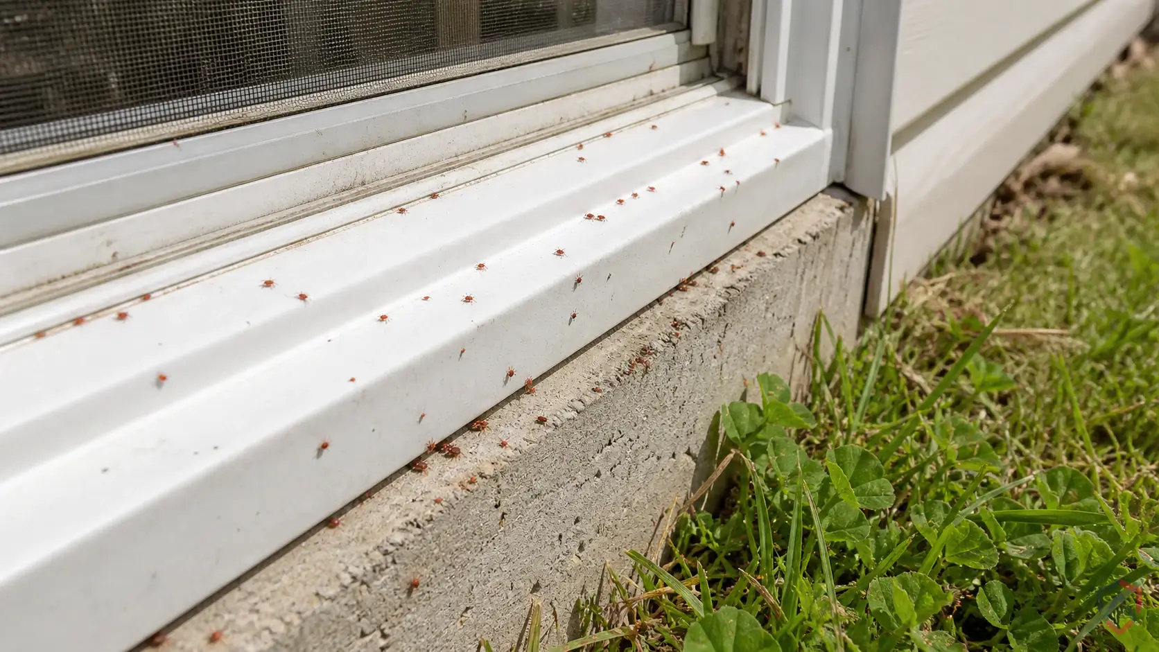 Clover Mites activity in pets, bedding, bird nests, rodent activity zones, tall grass, carpets, furniture, and resting areas in Minnesota