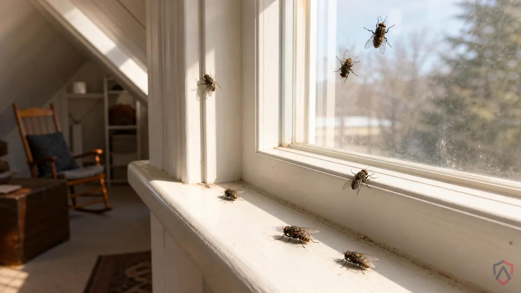 Cluster Flies activity in drains, trash areas, compost, damp mops, houseplants, floor sinks, fruit bowls, and exterior doors in Minnesota