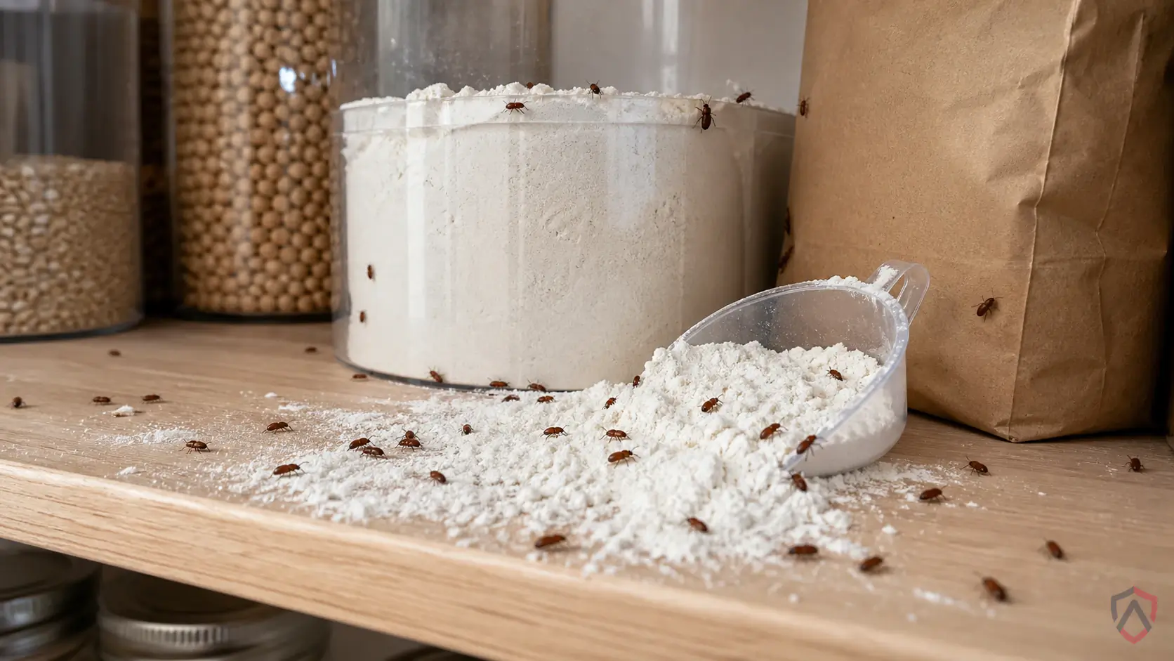 Confused Flour Beetles activity in pantries, dry pet food, cereal, flour, rice, spices, birdseed, warehouses, and restaurant storage in Minnesota