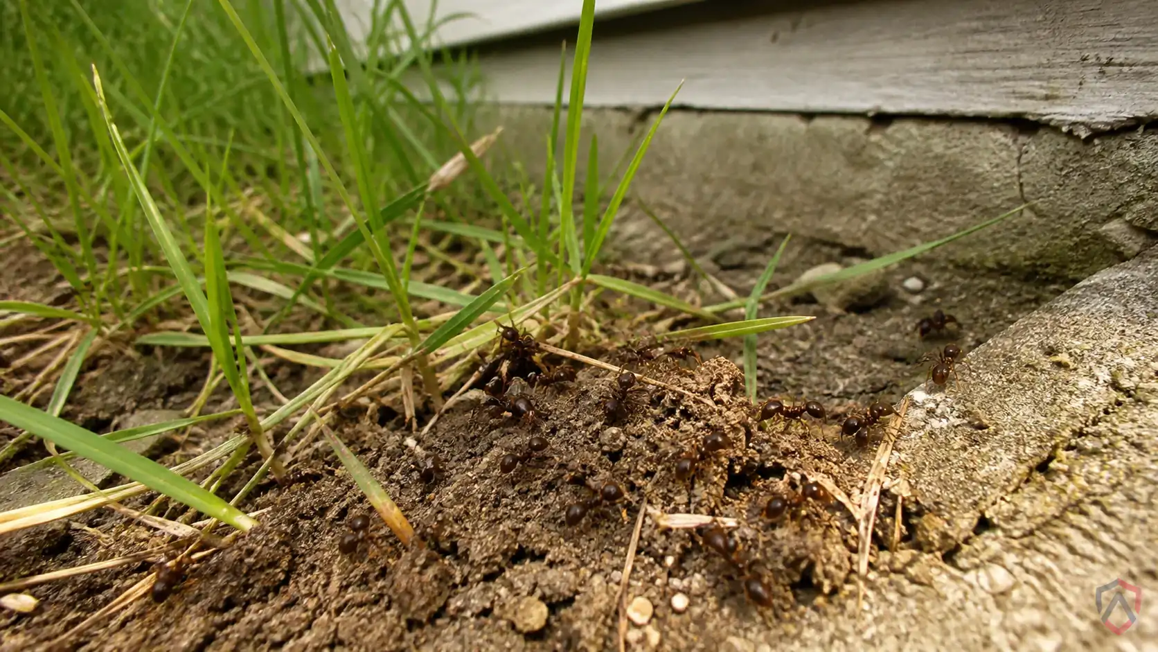 Cornfield Ants activity in kitchens, foundation edges, patios, wall lines, windows, and damp trim in Minnesota