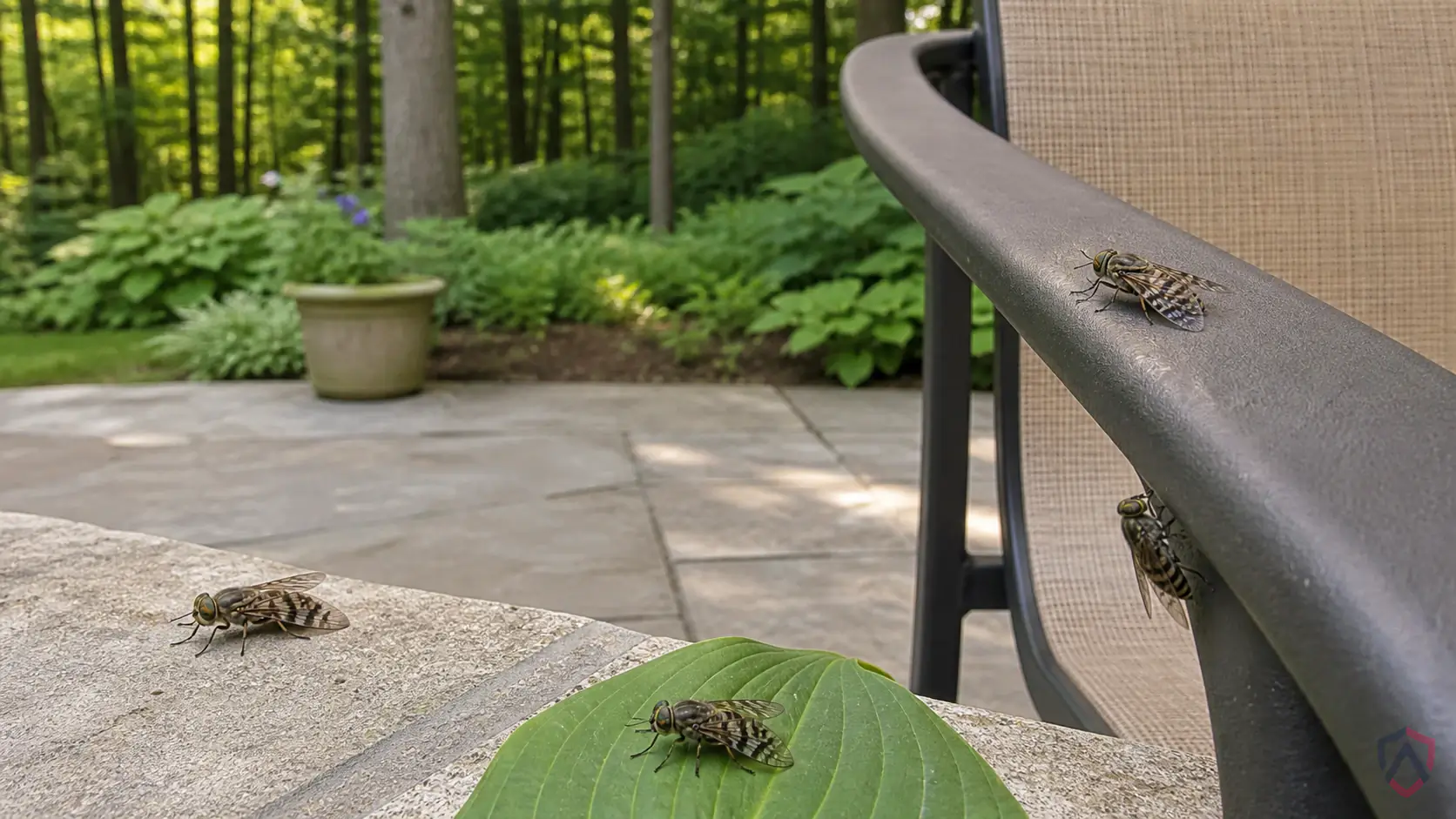 Deer Flies activity in drains, trash areas, compost, damp mops, houseplants, floor sinks, fruit bowls, and exterior doors in Minnesota