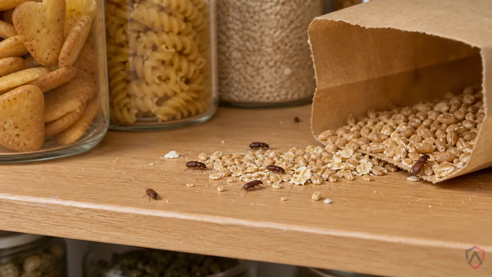 Drugstore Beetles activity in pantries, dry pet food, cereal, flour, rice, spices, birdseed, warehouses, and restaurant storage in Minnesota