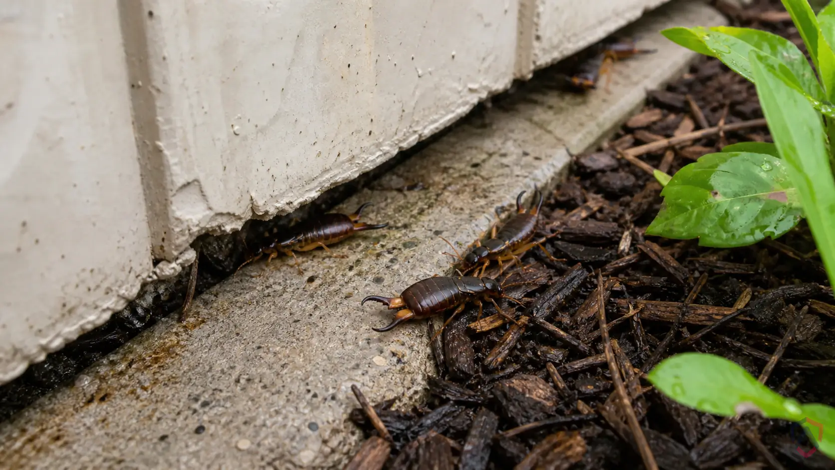 Earwigs activity in sunny siding, window frames, door thresholds, basements, garages, foundation cracks, and attic edges in Minnesota
