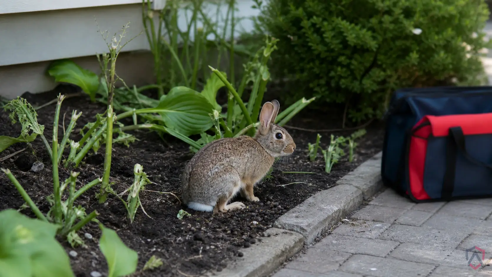 Eastern Cottontail Rabbits activity in gardens, young shrubs, ornamental beds, turf edges, brush piles, and low cover in Minnesota