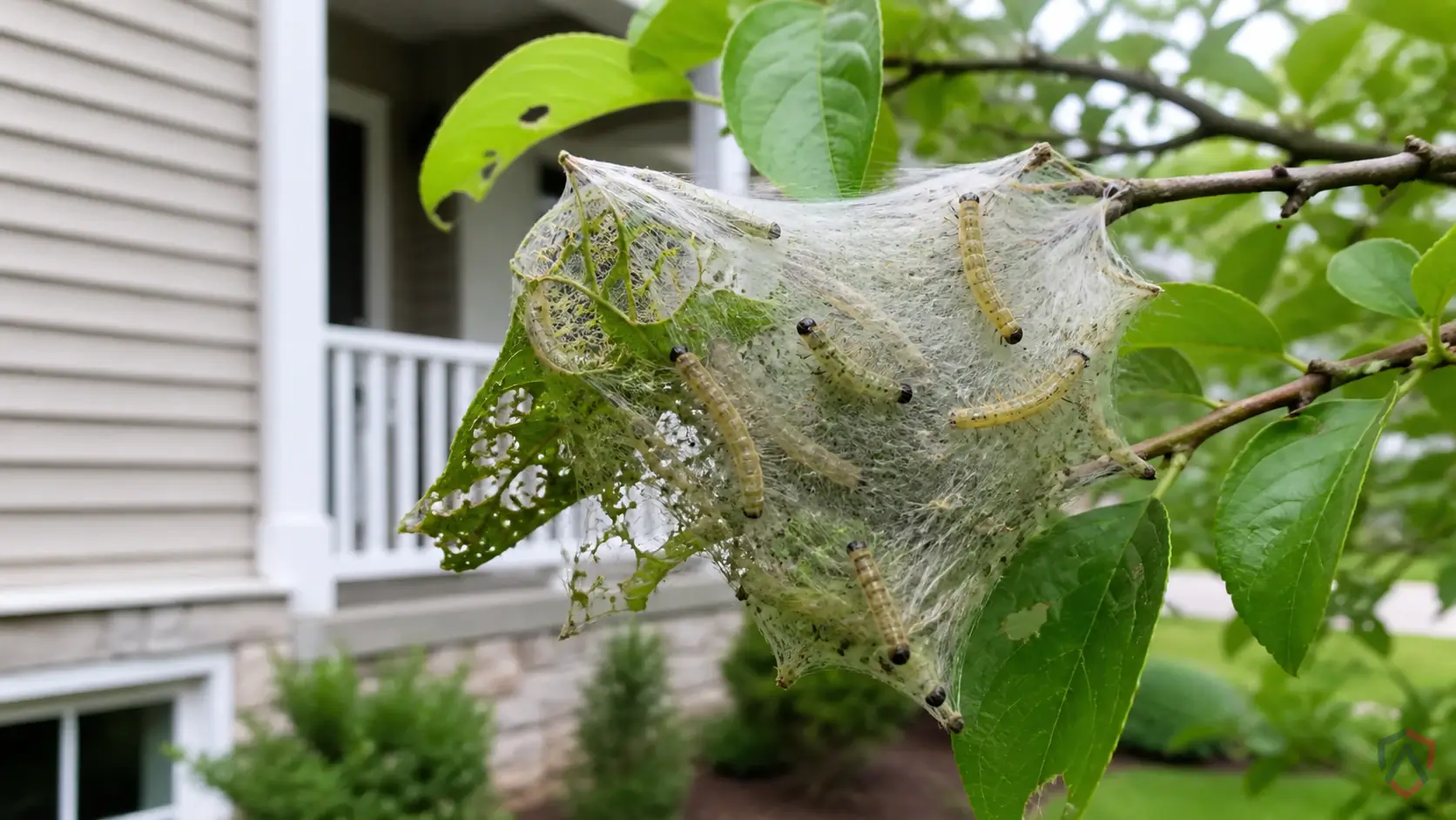 Fall Webworms activity in lawns, shrubs, trees, garden beds, houseplants, mulch, turf edges, and landscape plantings in Minnesota