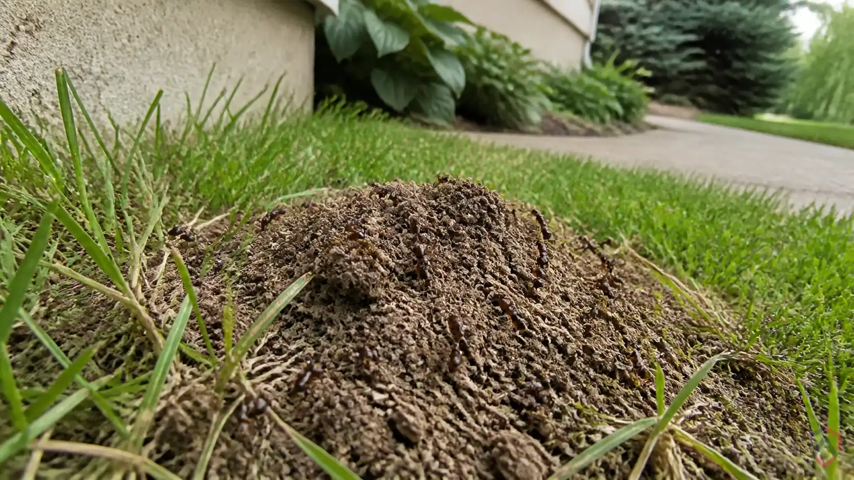 Field Ants activity in kitchens, foundation edges, patios, wall lines, windows, and damp trim in Minnesota