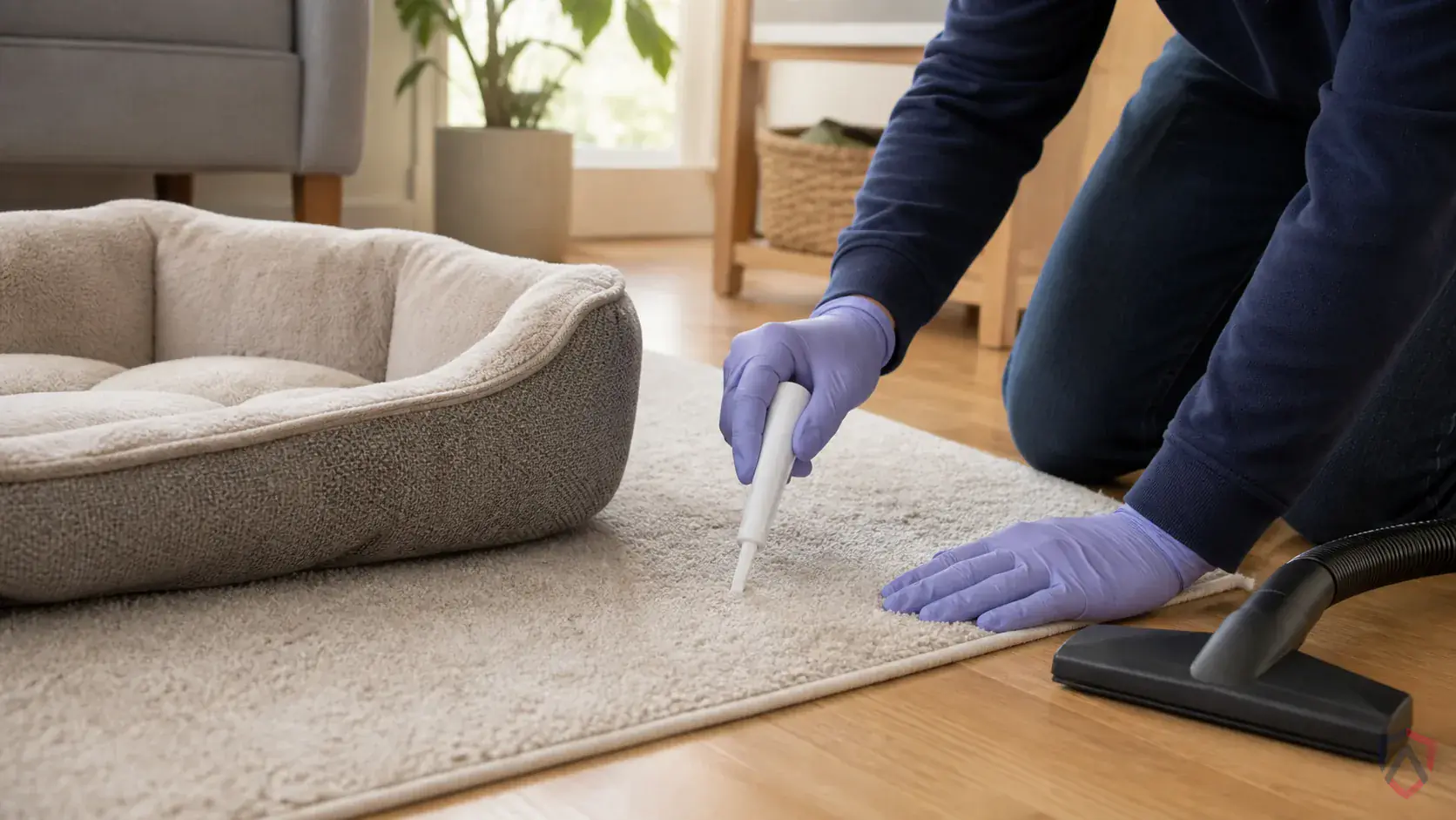 Inspection of host pathways, pet resting zones, nesting materials, exterior edges, and indoor resting areas during a suspected Fleas issue