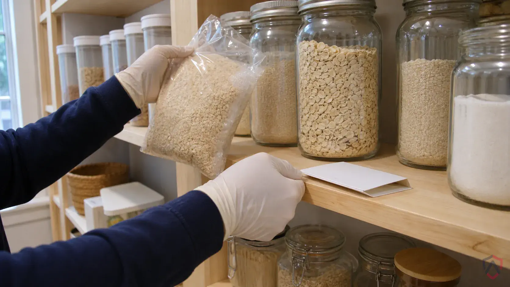 Inspection of dry goods, shelving cracks, storage rooms, discarded packaging, and product spill zones during a suspected Foreign Grain Beetles issue