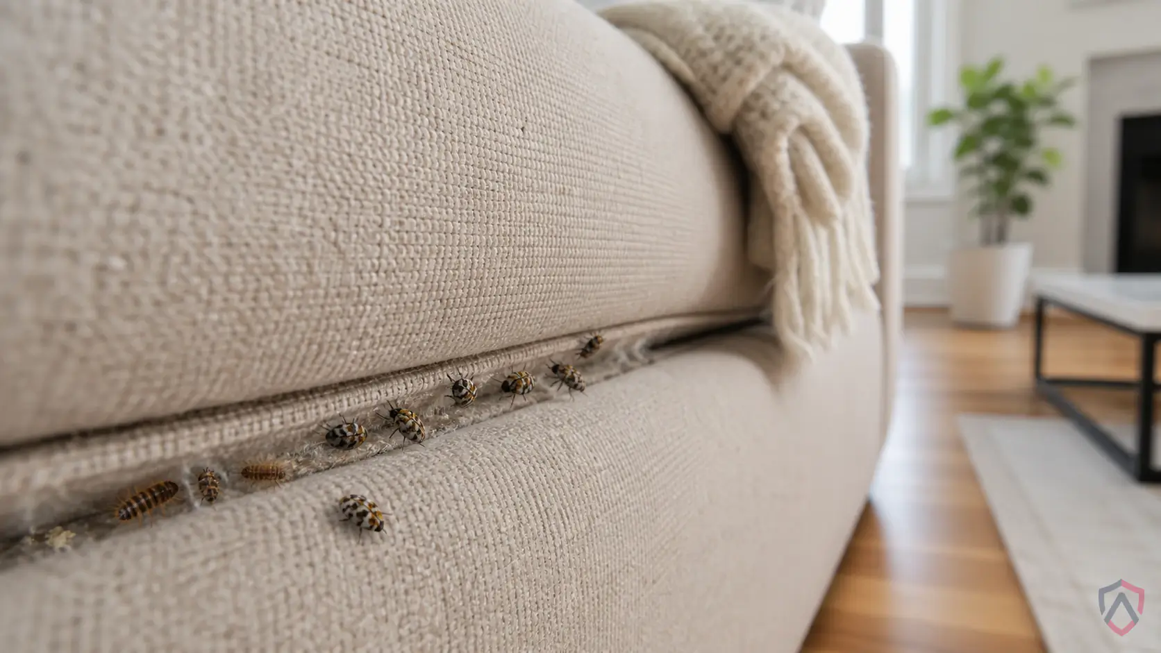 Furniture Carpet Beetles activity in closets, wool rugs, stored clothing, taxidermy, pet bedding, vents, lint buildup, and attic storage in Minnesota