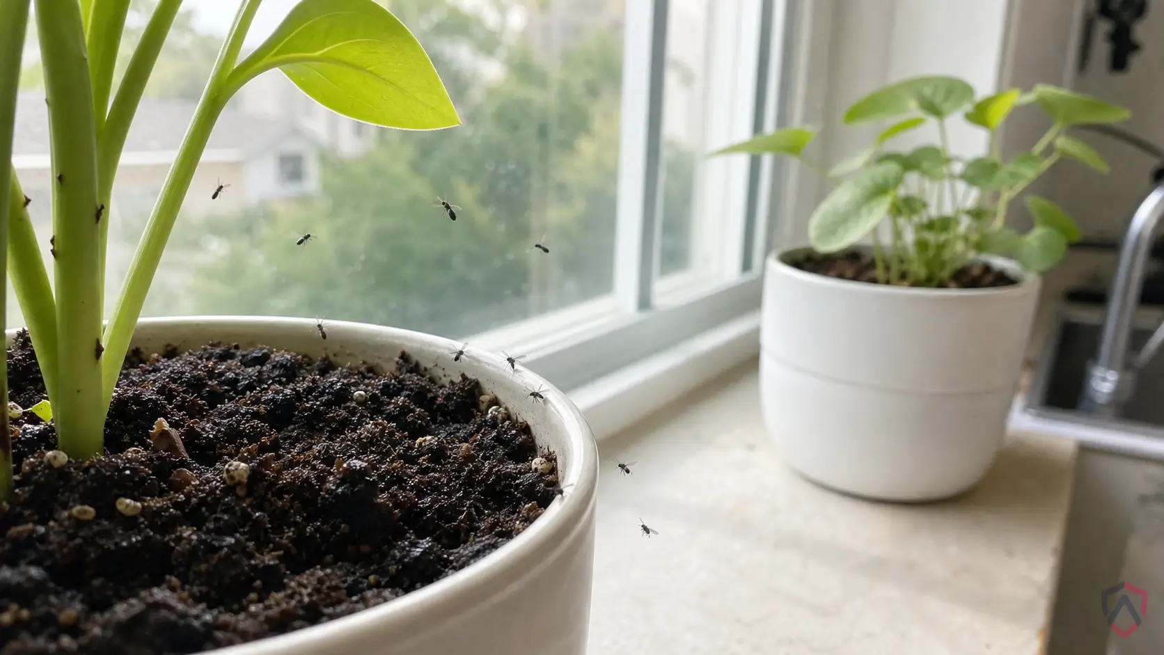 Gnats activity in drains, trash areas, compost, damp mops, houseplants, floor sinks, fruit bowls, and exterior doors in Minnesota