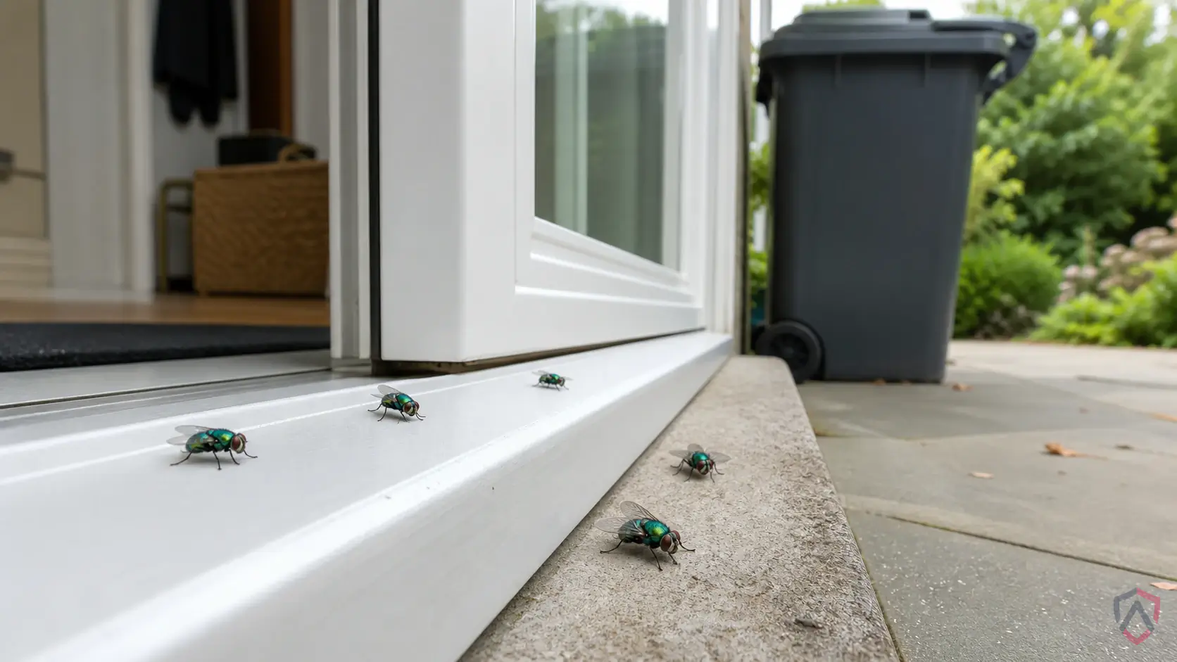 Green Bottle Flies activity in drains, trash areas, compost, damp mops, houseplants, floor sinks, fruit bowls, and exterior doors in Minnesota