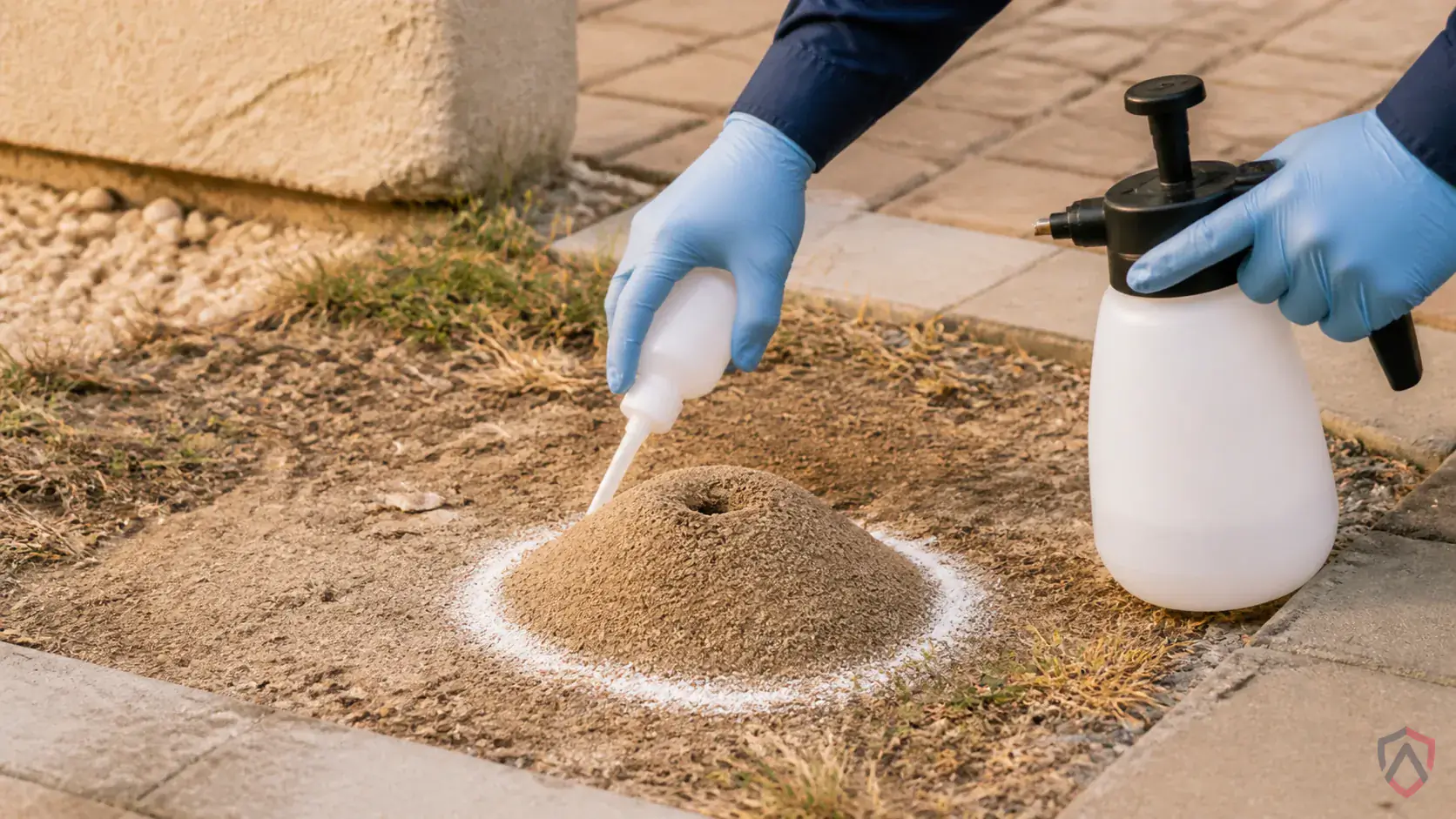 Inspection of trails, entry points, moisture lines, and exterior nesting areas during a suspected Harvester Ants issue