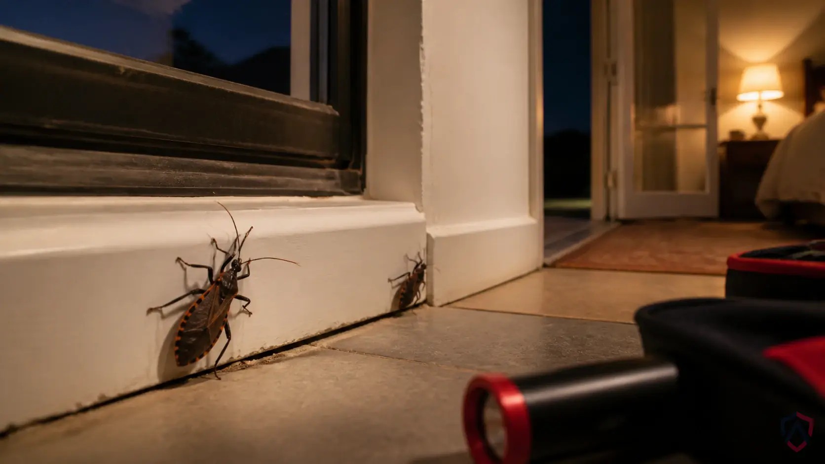 Kissing Bugs activity in wildlife nests, cracks near sleeping rooms, outdoor lights, and animal resting areas in Minnesota