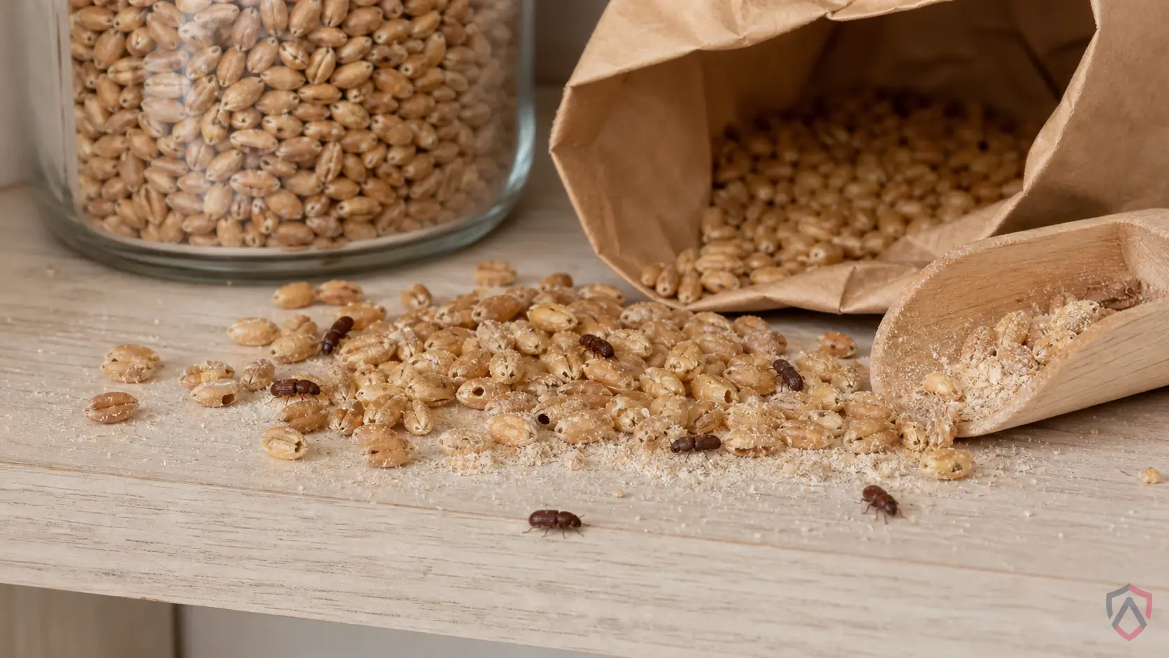 Lesser Grain Borers activity in pantries, dry pet food, cereal, flour, rice, spices, birdseed, warehouses, and restaurant storage in Minnesota