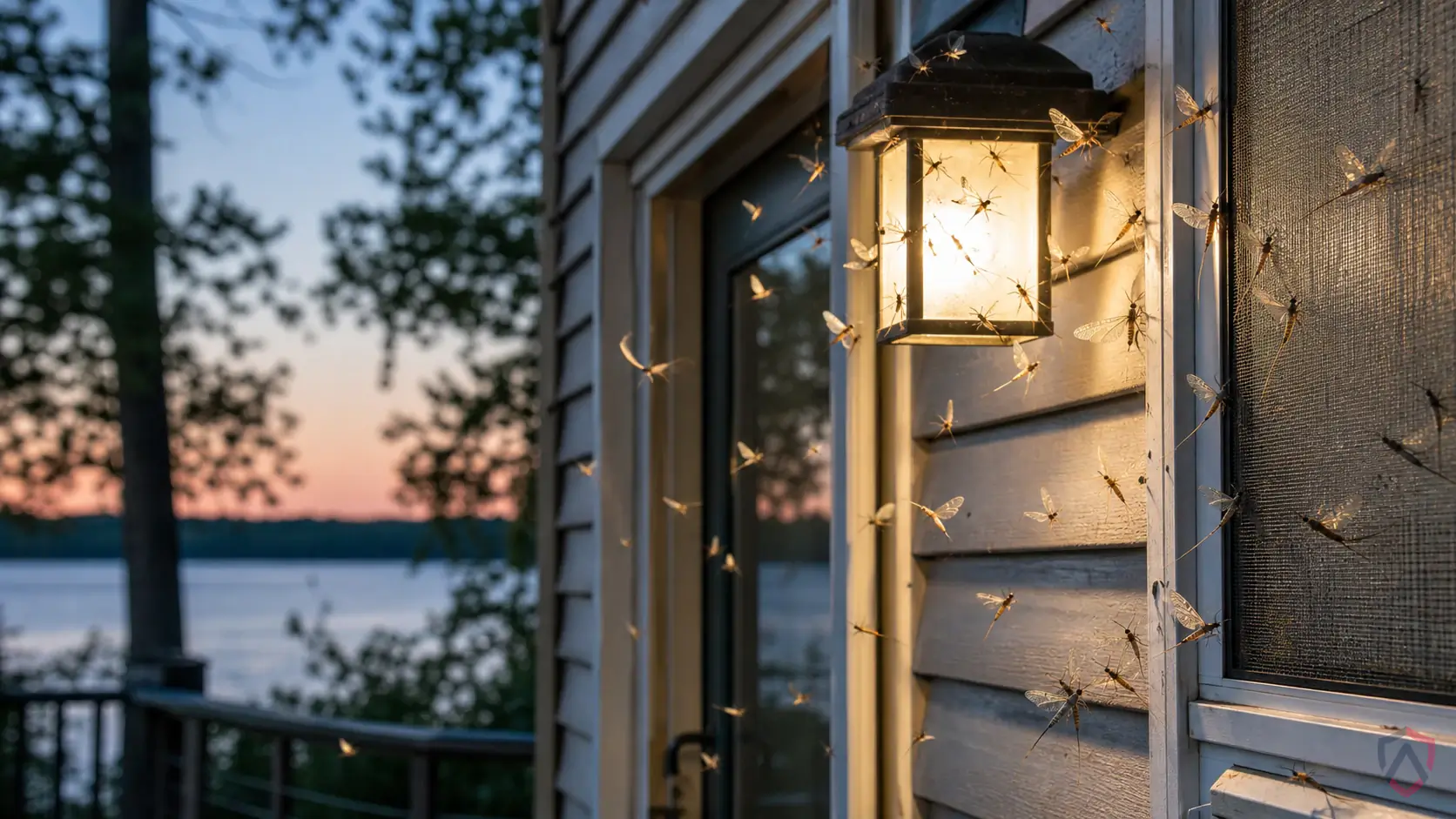 Mayflies activity in drains, trash areas, compost, damp mops, houseplants, floor sinks, fruit bowls, and exterior doors in Minnesota