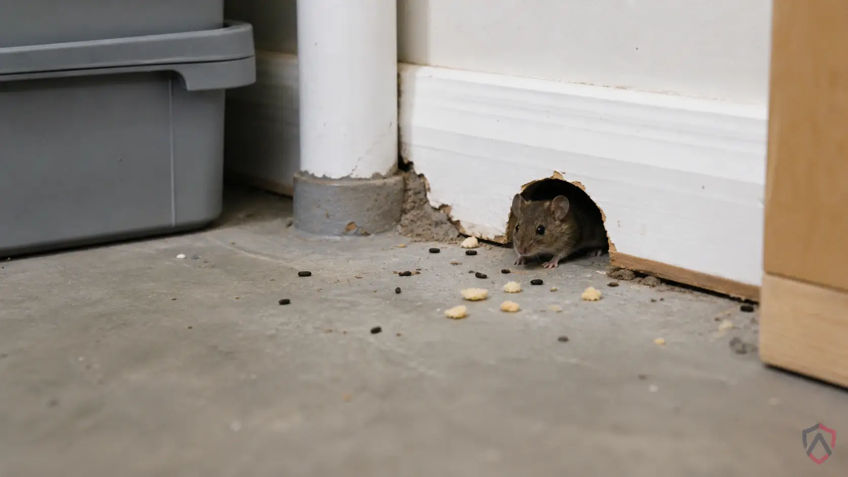 Mice activity in kitchens, garages, basements, attics, utility penetrations, and stored food areas in Minnesota