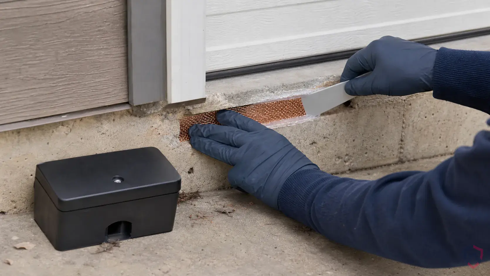 Inspection of droppings, gnaw marks, runways, burrows, utility gaps, garage corners, and foundation openings during a suspected Mice issue