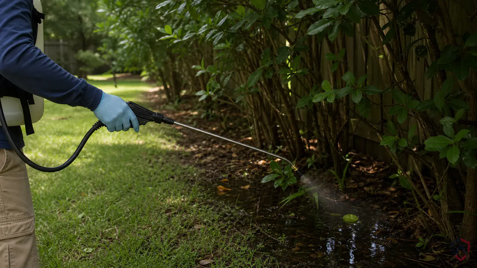 Inspection of standing water, shaded resting sites, tall grass edges, fence lines, shrubs, and outdoor gathering areas during a suspected Mosquitoes issue